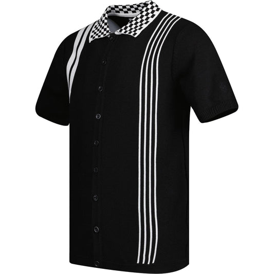 Charlie Mod Ska Checkerboard Collar Knitted Polo