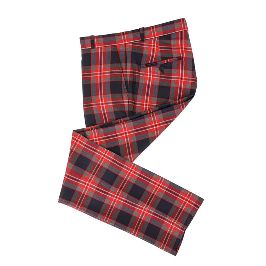 Dark Grey and Red Tartan Trousers
