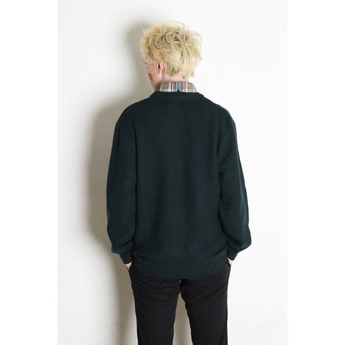 Detachable Honeycomb Knit Jumper〈Dark Green〉