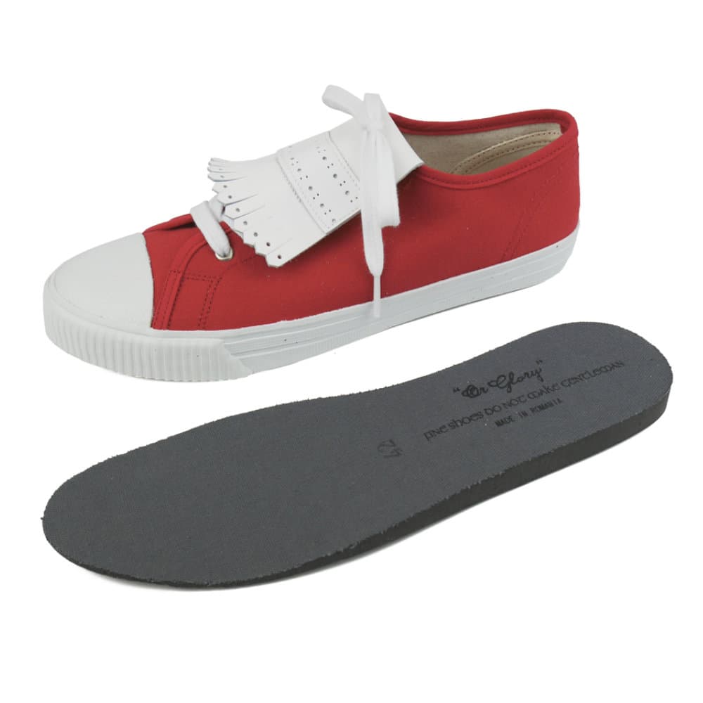 着脱式キルトシュータンを装着したルーマニア製ヴァルカナイズド製法のコットンキャンバススニーカー インソール