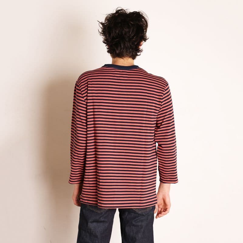 Stripe Basque Shirts〈Salmon Pink×Navy〉