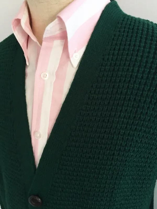 Waffle Knit Cardigan〈Bottle Green〉