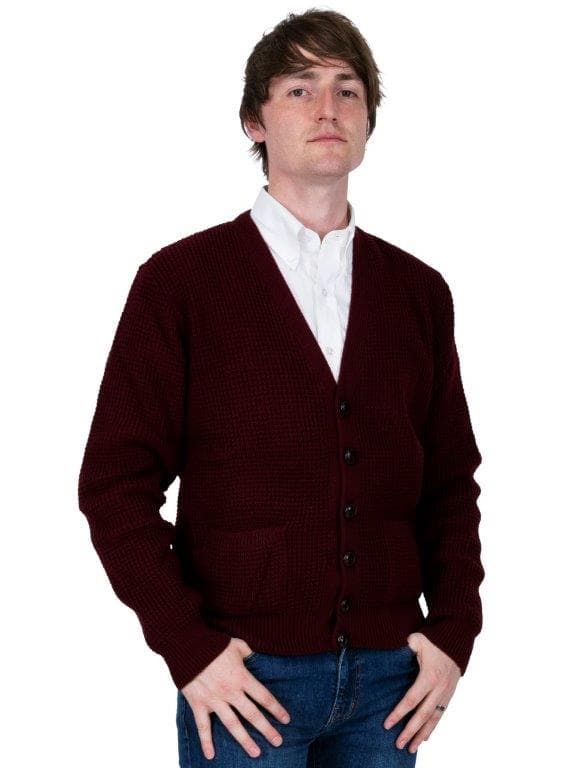 Waffle Knit Cardigan〈Burgundy〉