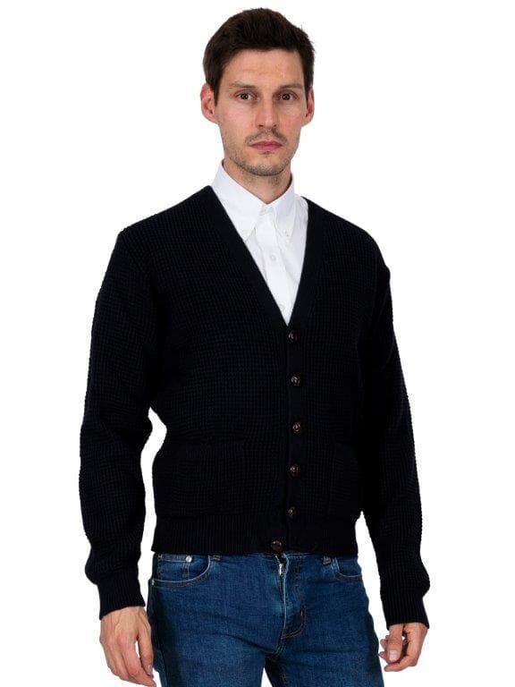 Waffle Knit Cardigan〈Navy〉