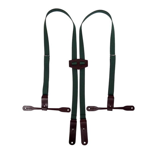 OR GLORY(オア・グローリー) | 小振りながらも男らしい6角形レザー背当て20mmサスペンダー〈Green〉 - Sopwith camel