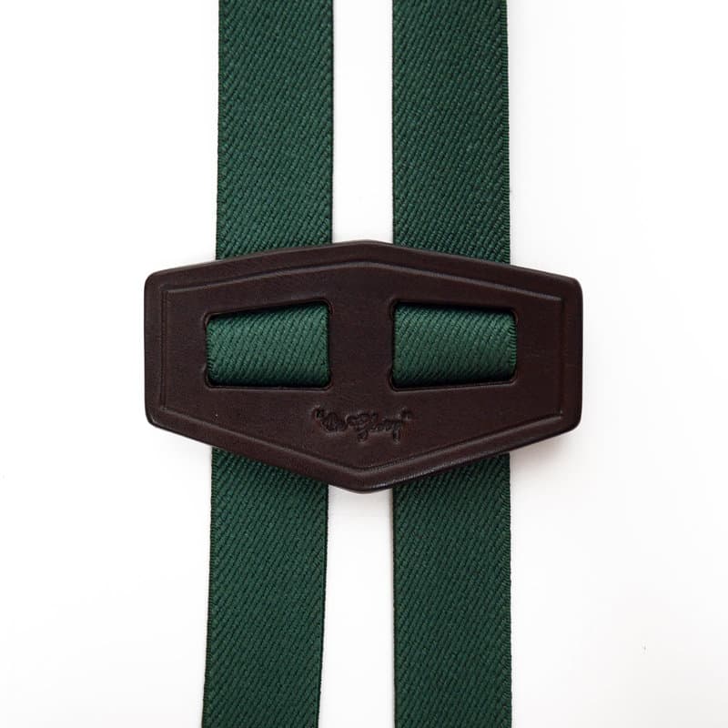OR GLORY(オア・グローリー) | 小振りながらも男らしい6角形レザー背当て20mmサスペンダー〈Green〉 - Sopwith camel
