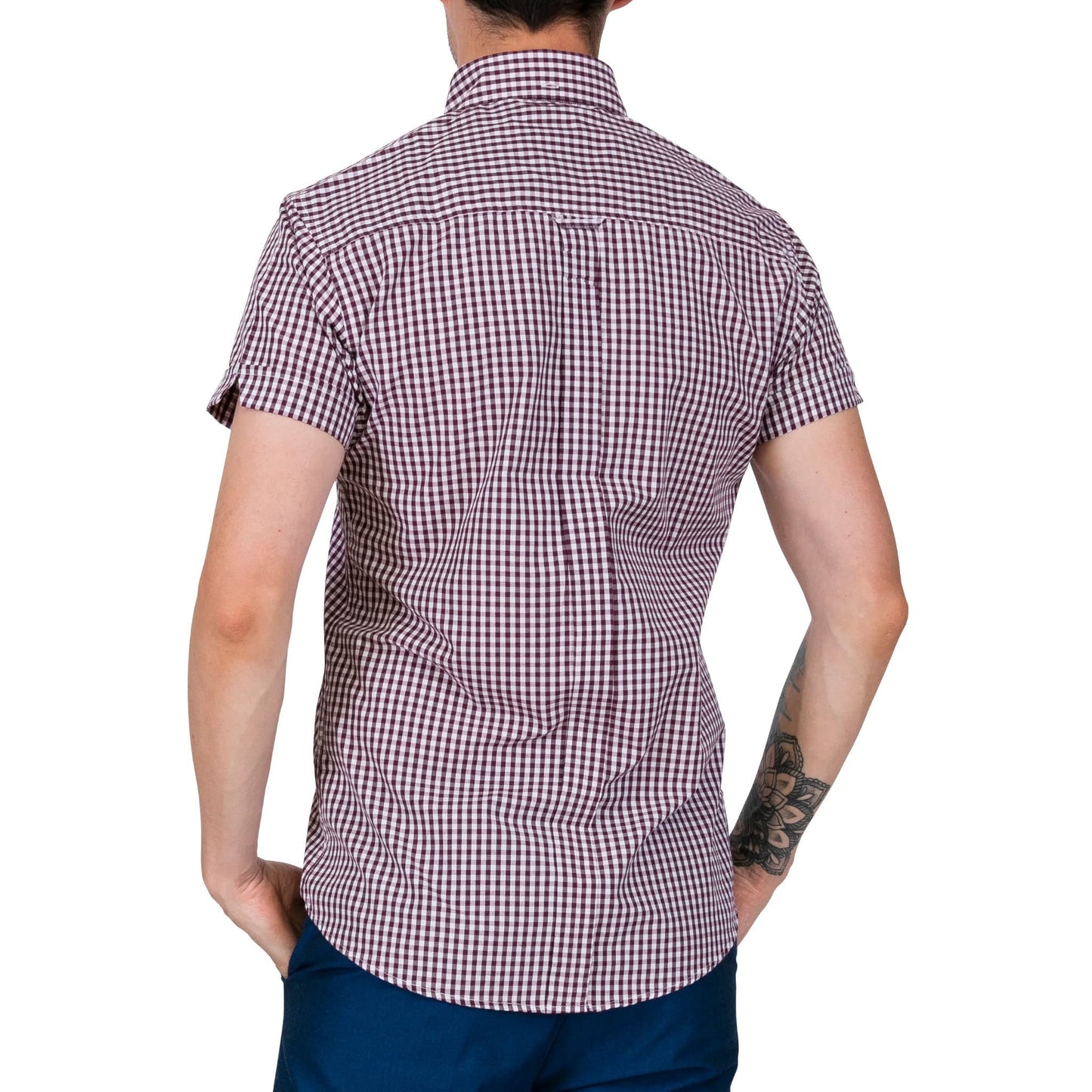 Relco London(レルコ ロンドン) | ギンガムチェック半袖ボタンダウンシャツ〈Burgundy〉 - Sopwith camel