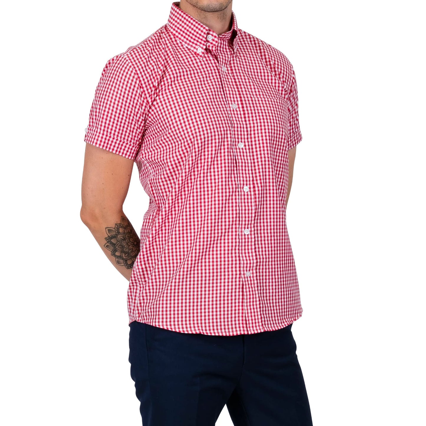 Relco London(レルコ ロンドン) | ギンガムチェック半袖ボタンダウンシャツ〈Red〉 - Sopwith camel