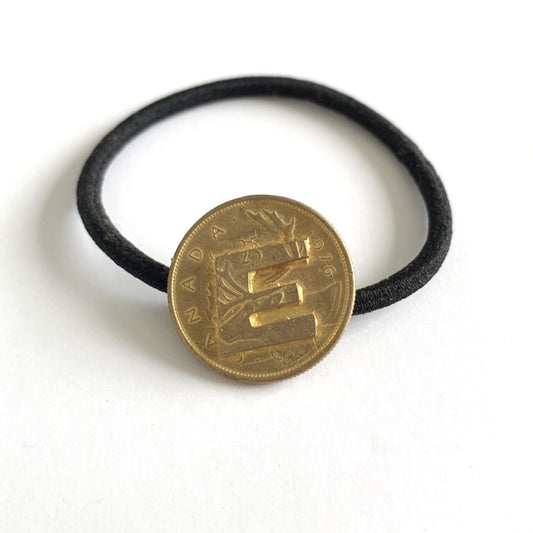 Initial Coin Hair Ring - Gold