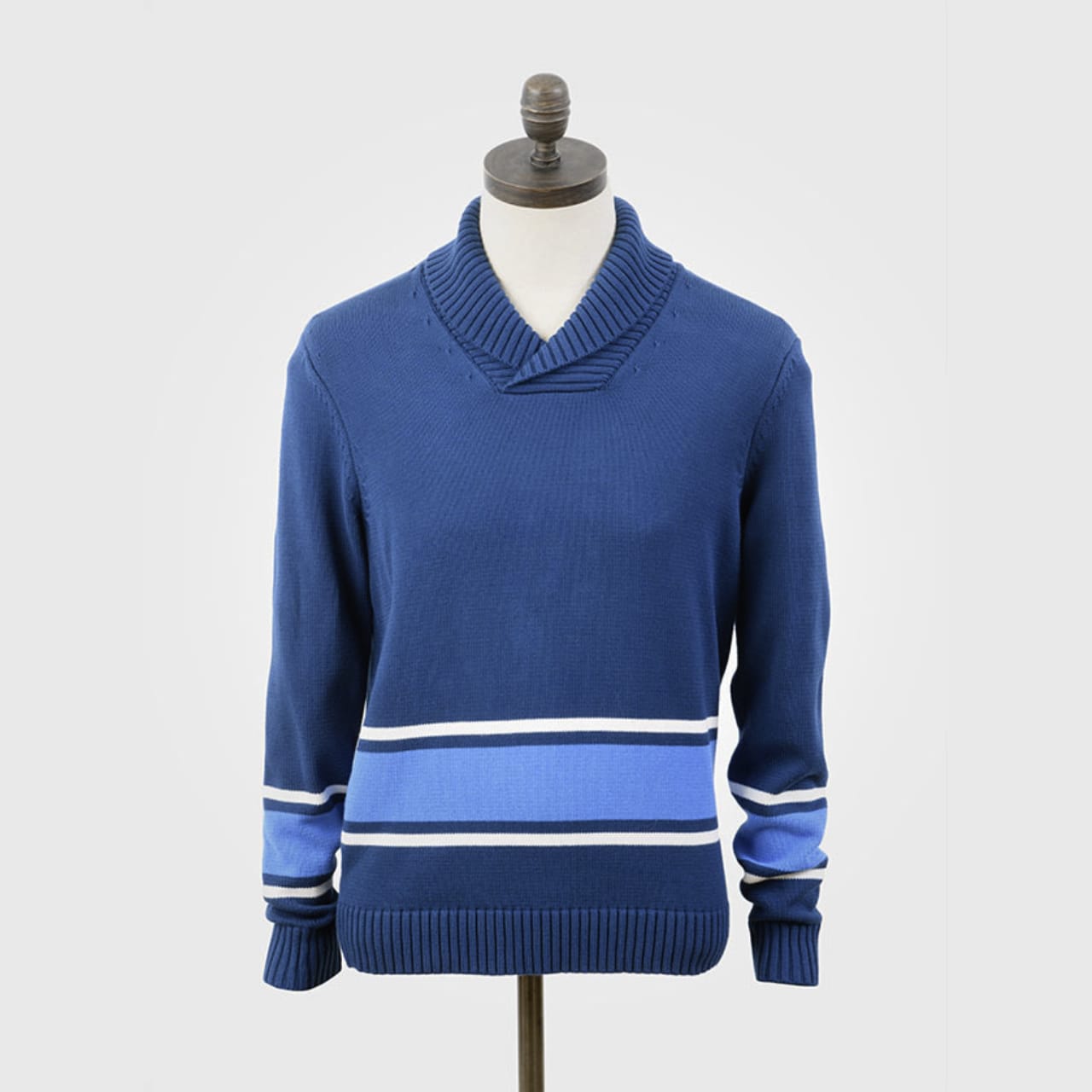 Knitted Shawl Collar Pullover "ADAMS" - Sailor blue