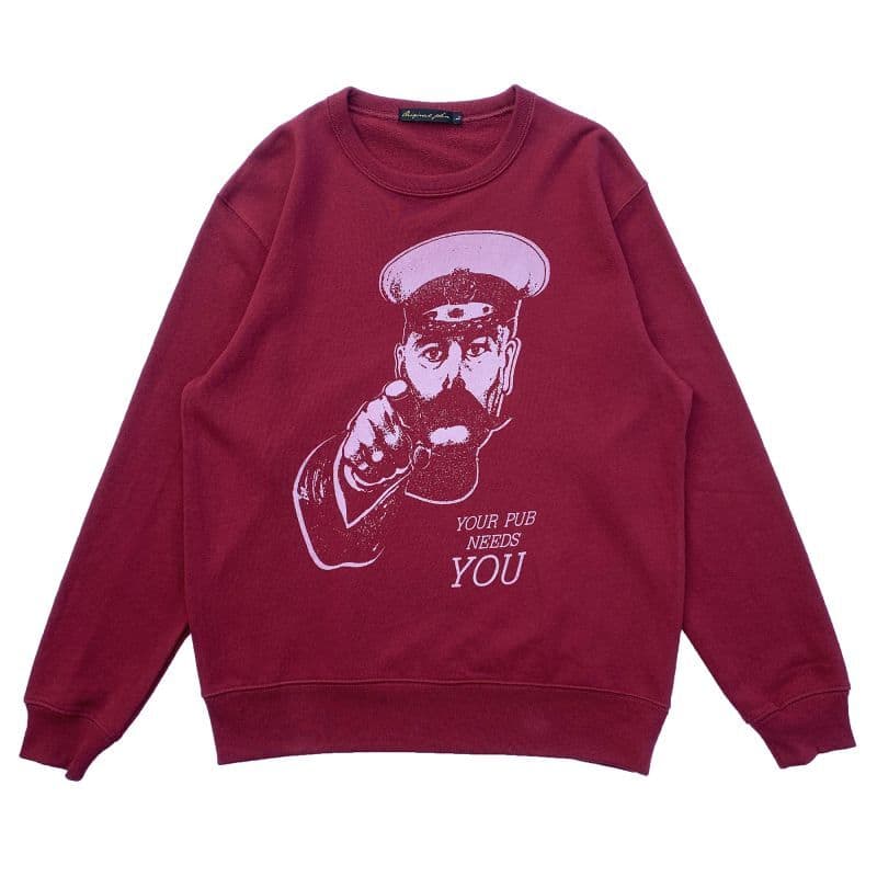 Original John (オリジナル ジョン) | キッチナー将軍の新兵募集ポスターモチーフのクルースウェット〈Burgundy〉 - Sopwith camel