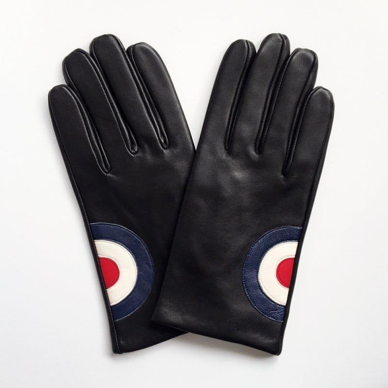 Mod Target Leather Gloves - Black
