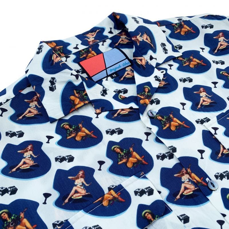 Original John(オリジナル ジョン) | ピンナップガール柄を全面にプリントした男心をくすぐる長袖オープンカラーシャツ〈Ivory〉 - Sopwith camel