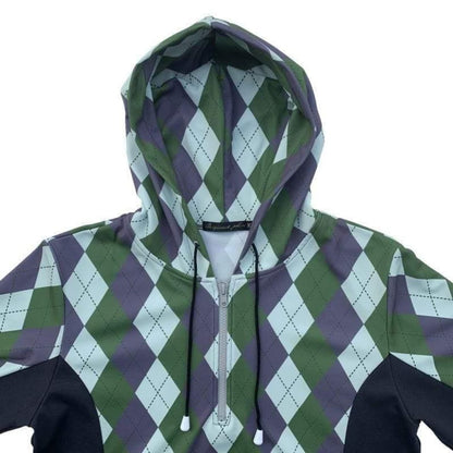 Argyle Half Zip Hoodies〈Olive Mix〉