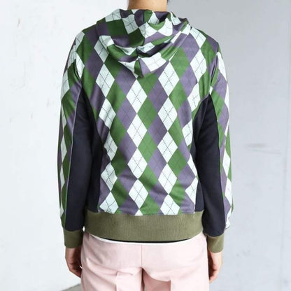 Argyle Half Zip Hoodies〈Olive Mix〉