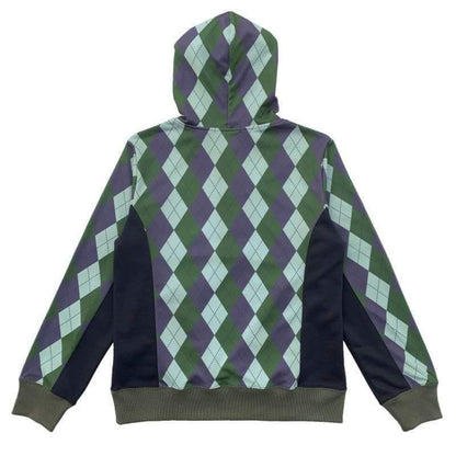 Argyle Half Zip Hoodies〈Olive Mix〉