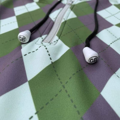 Argyle Half Zip Hoodies〈Olive Mix〉