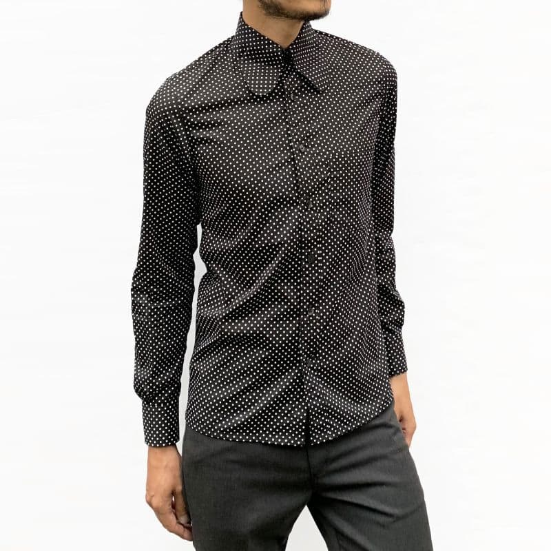 Beagle Collar Shirts〈Dot Black〉