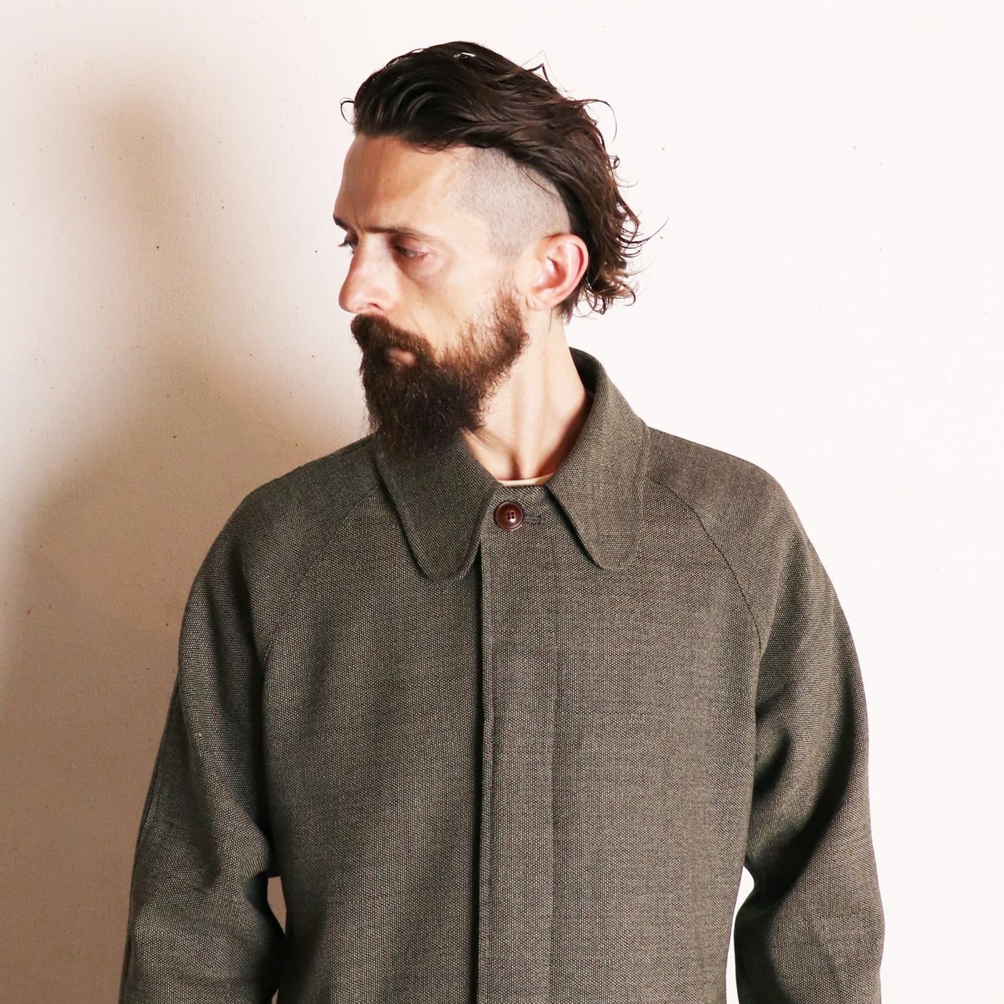 Birds-Eye Tweed Coat〈Black×Beige〉