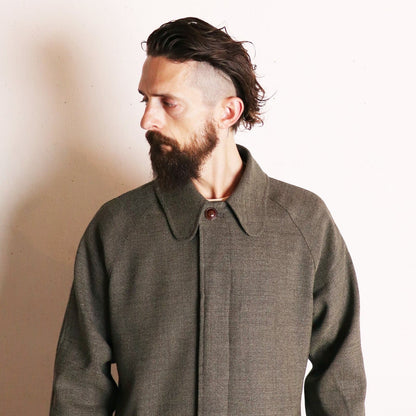 Birds-Eye Tweed Coat〈Black×Beige〉