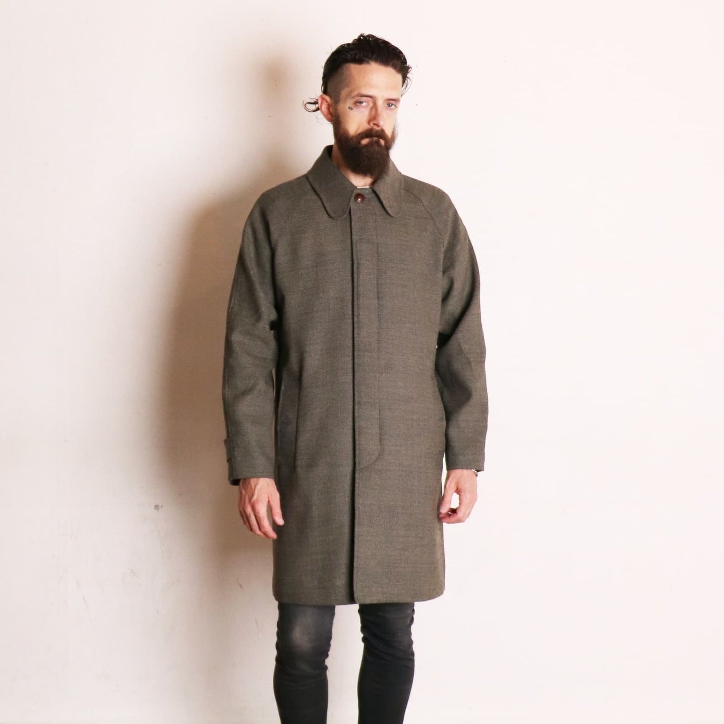 Birds-Eye Tweed Coat〈Black×Beige〉