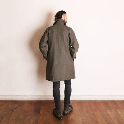 Birds-Eye Tweed Coat〈Black×Beige〉