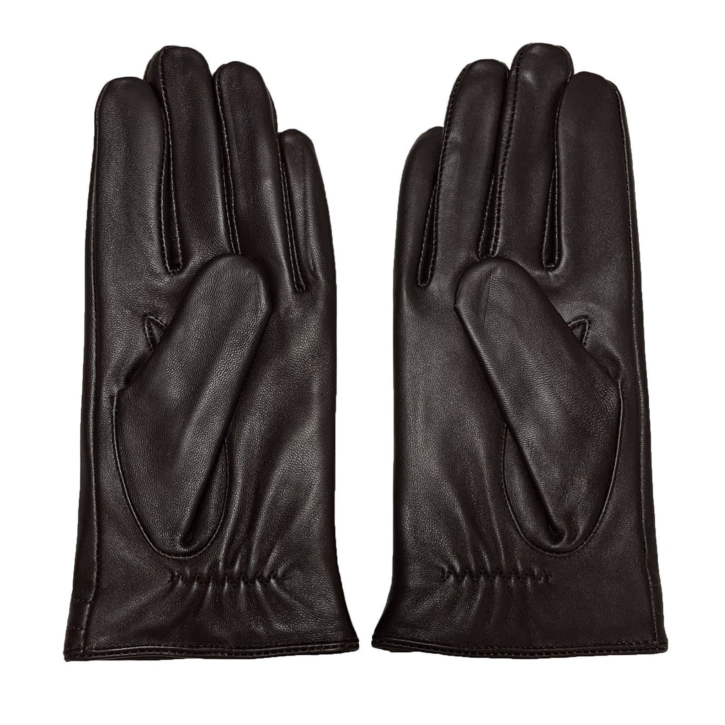 Buttons Leather Gloves〈Brown〉