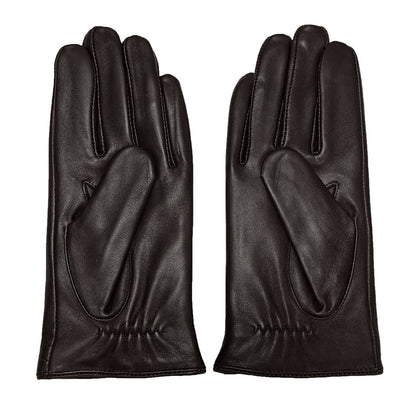 Buttons Leather Gloves〈Brown〉