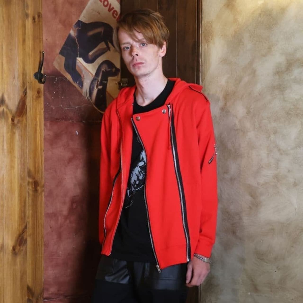 Boy Zip Hoodie〈Red〉