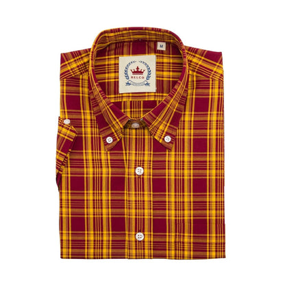 Relco Burgundy & Mustard Check S/S [CK-51]