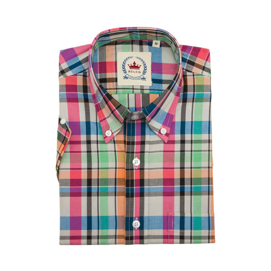 Relco Multi Coloured Check S/S [CK-61]