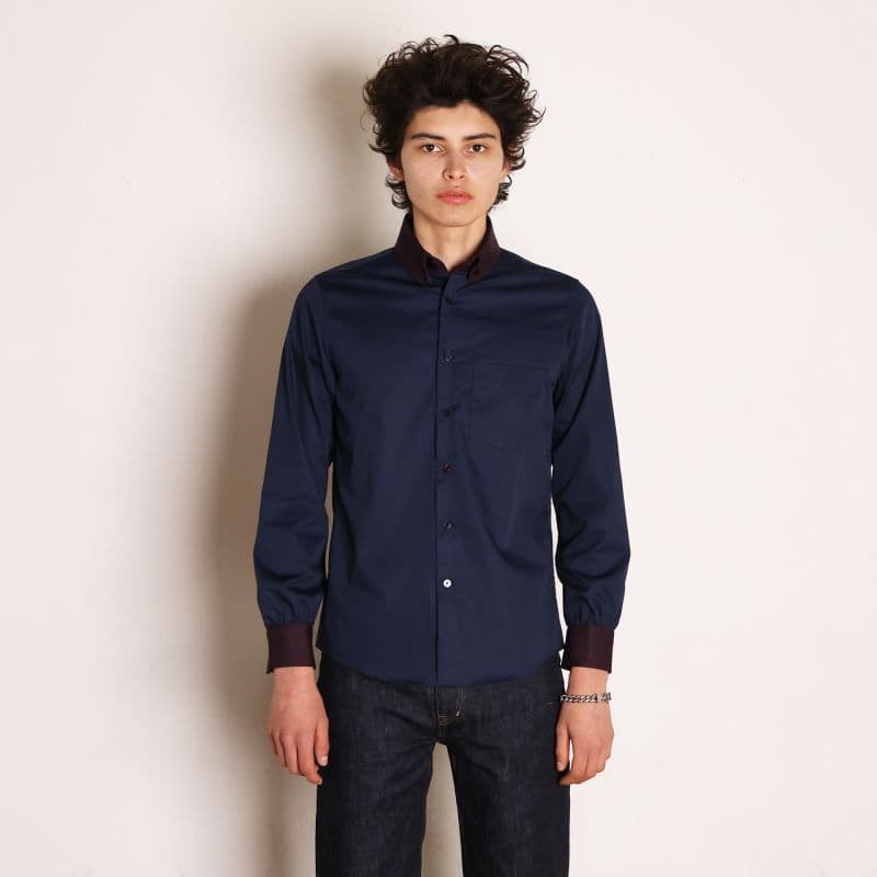 Classic Round Collar B.D.Shirts〈Navy〉