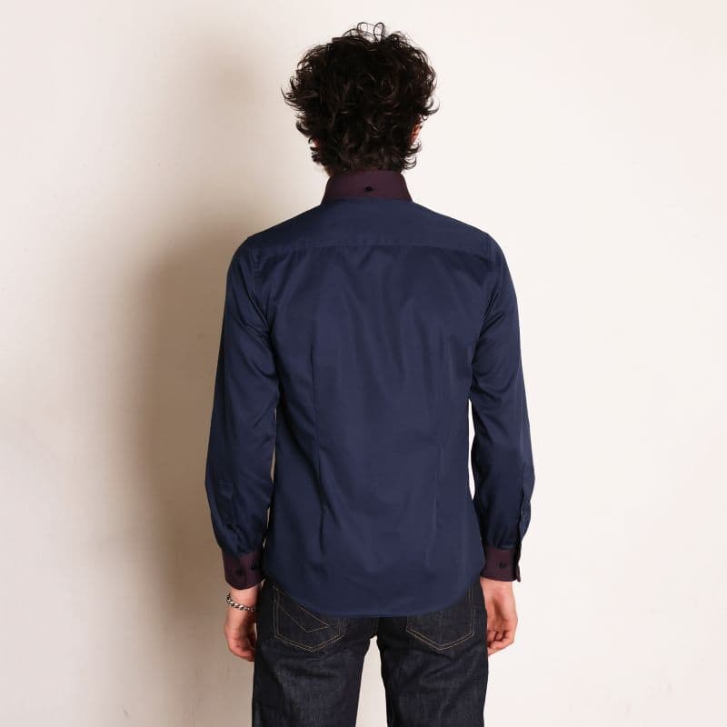 Classic Round Collar B.D.Shirts〈Navy〉