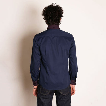 Classic Round Collar B.D.Shirts〈Navy〉
