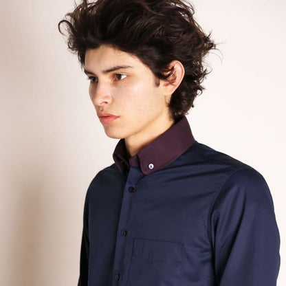 Classic Round Collar B.D.Shirts〈Navy〉