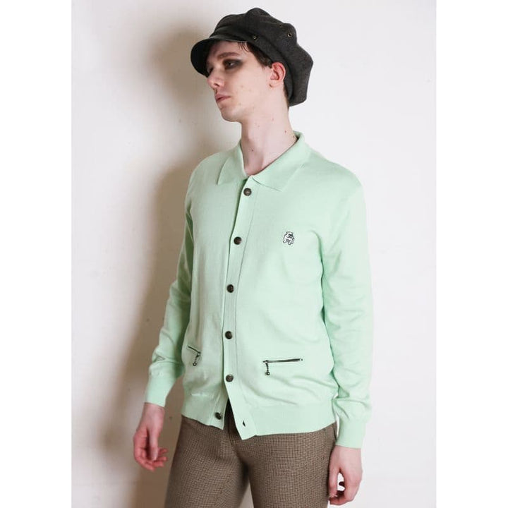 COLLARED CARDIGAN [KT512] - Lime Green