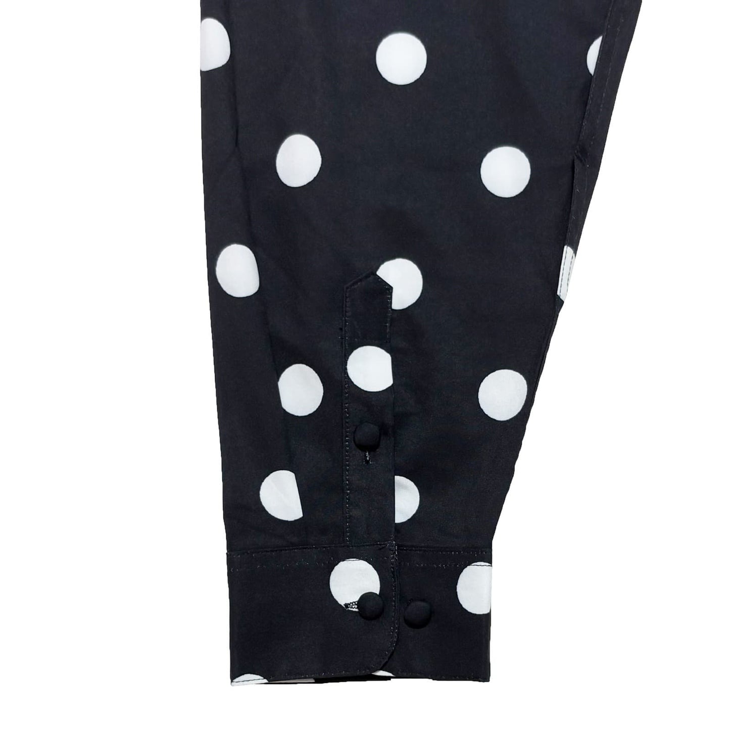 Covered Button Open Collar Shirts〈Black〉