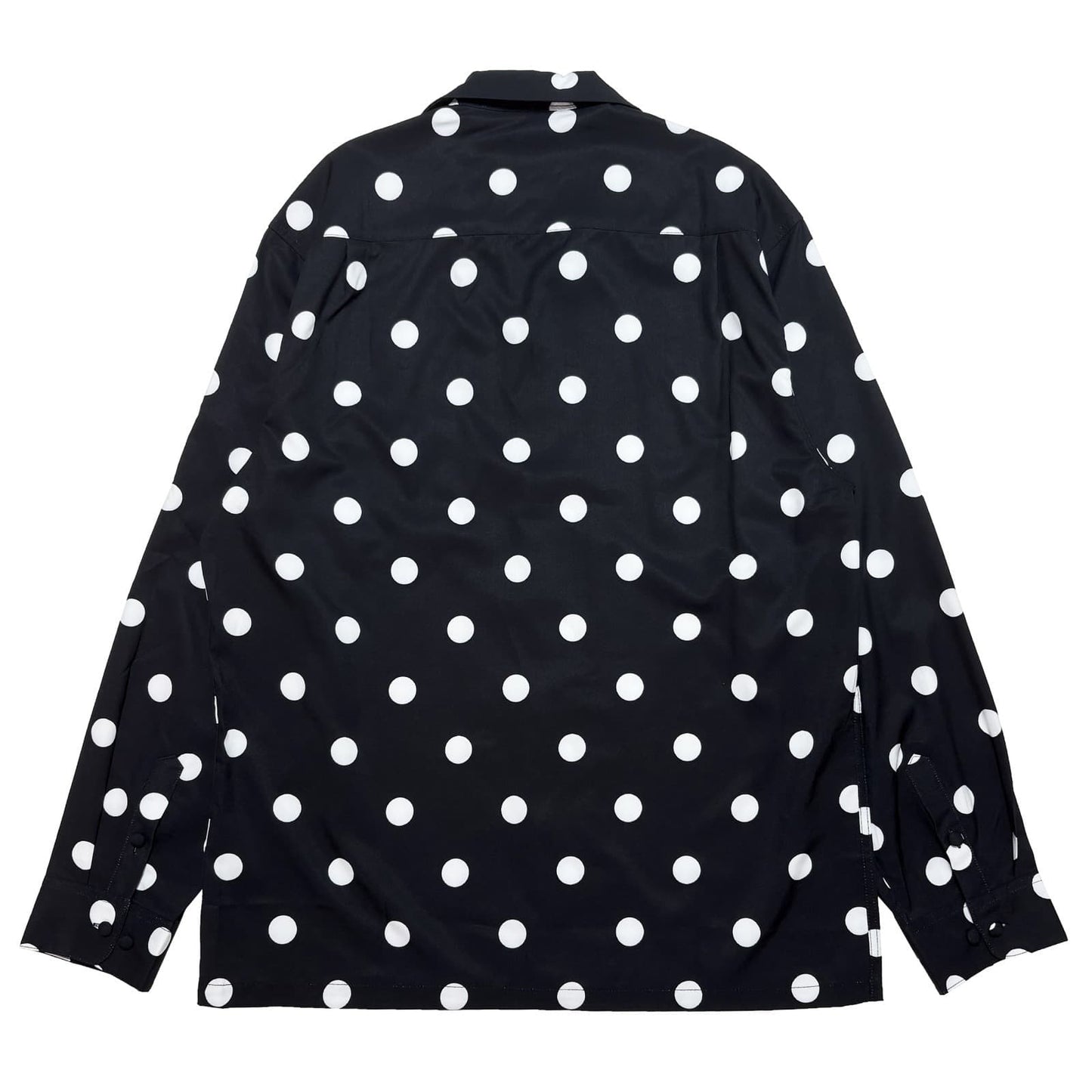 Covered Button Open Collar Shirts〈Black〉