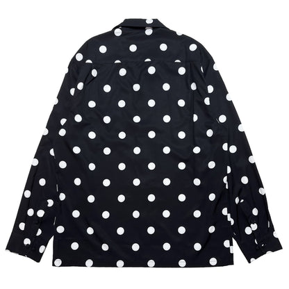 Covered Button Open Collar Shirts〈Black〉