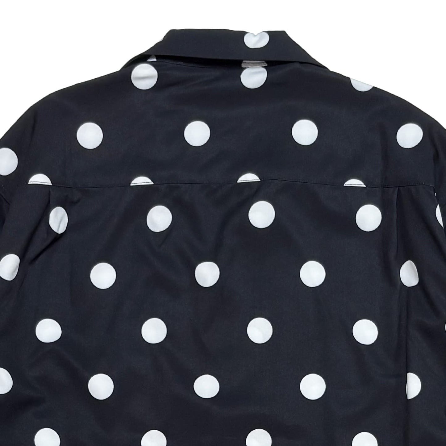 Covered Button Open Collar Shirts〈Black〉