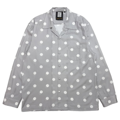 Covered Button Open Collar Shirts〈Black〉