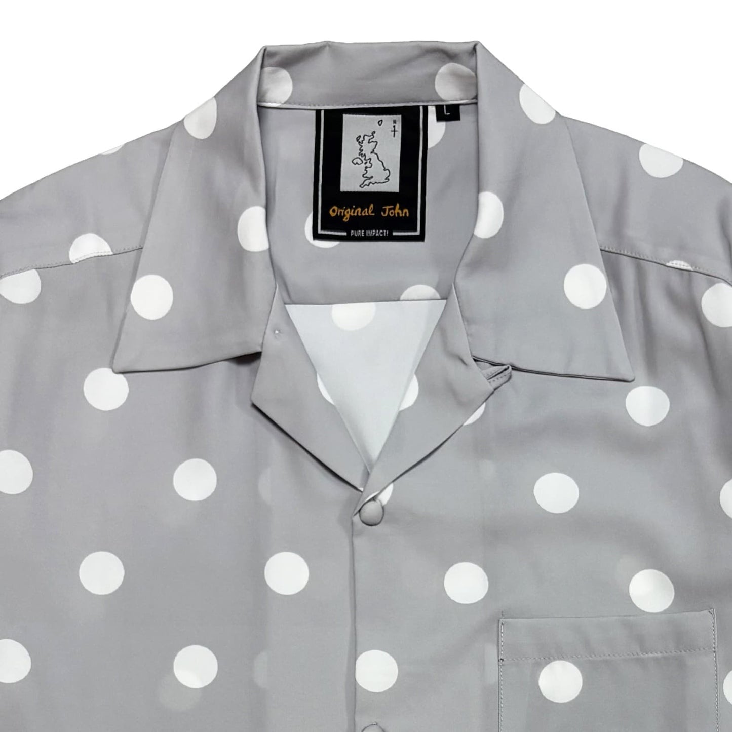 Covered Button Open Collar Shirts〈Black〉