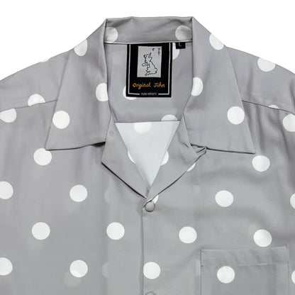 Covered Button Open Collar Shirts〈Black〉