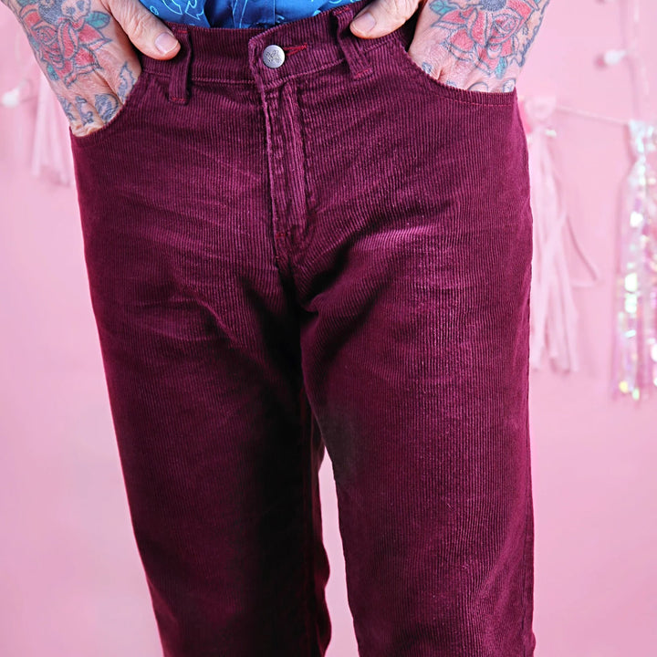 Burgundy Boot Cut Corduroy Flares