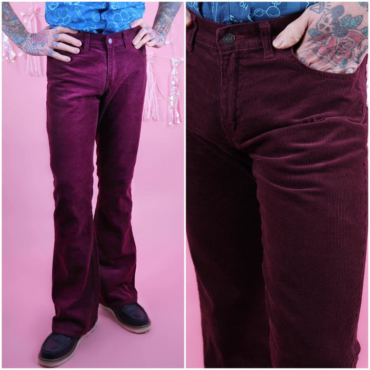 Burgundy Boot Cut Corduroy Flares