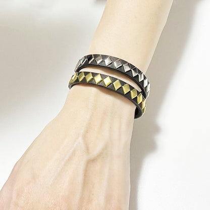 Diamond Studs Wristband〈Black〉