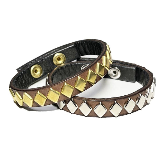 Diamond Studs Wristband〈Brown〉