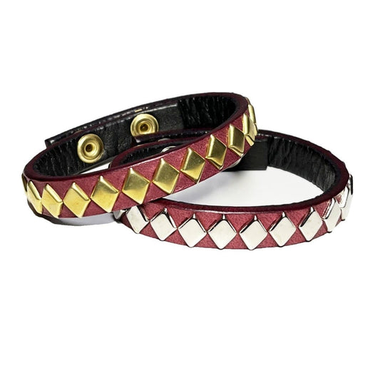 Diamond Studs Wristband〈Burgundy〉