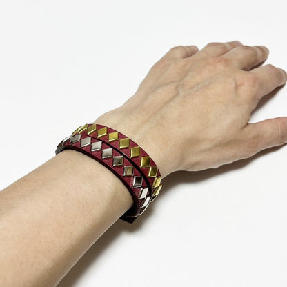 Diamond Studs Wristband〈Burgundy〉