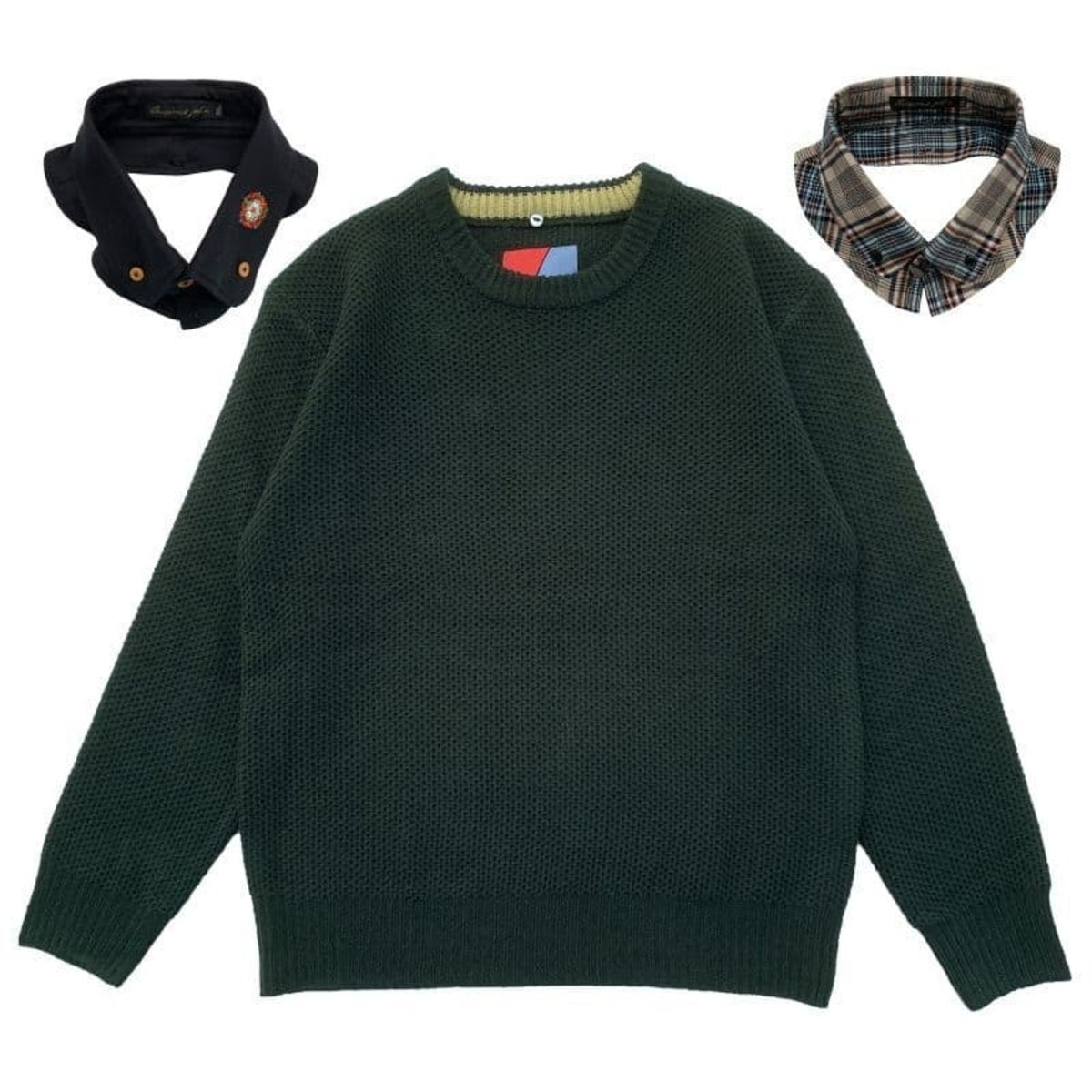Detachable Honeycomb Knit Jumper〈Dark Green〉
